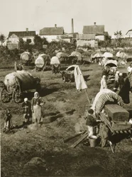 Der polnische Emigrantenexodus (Sepia-Foto)